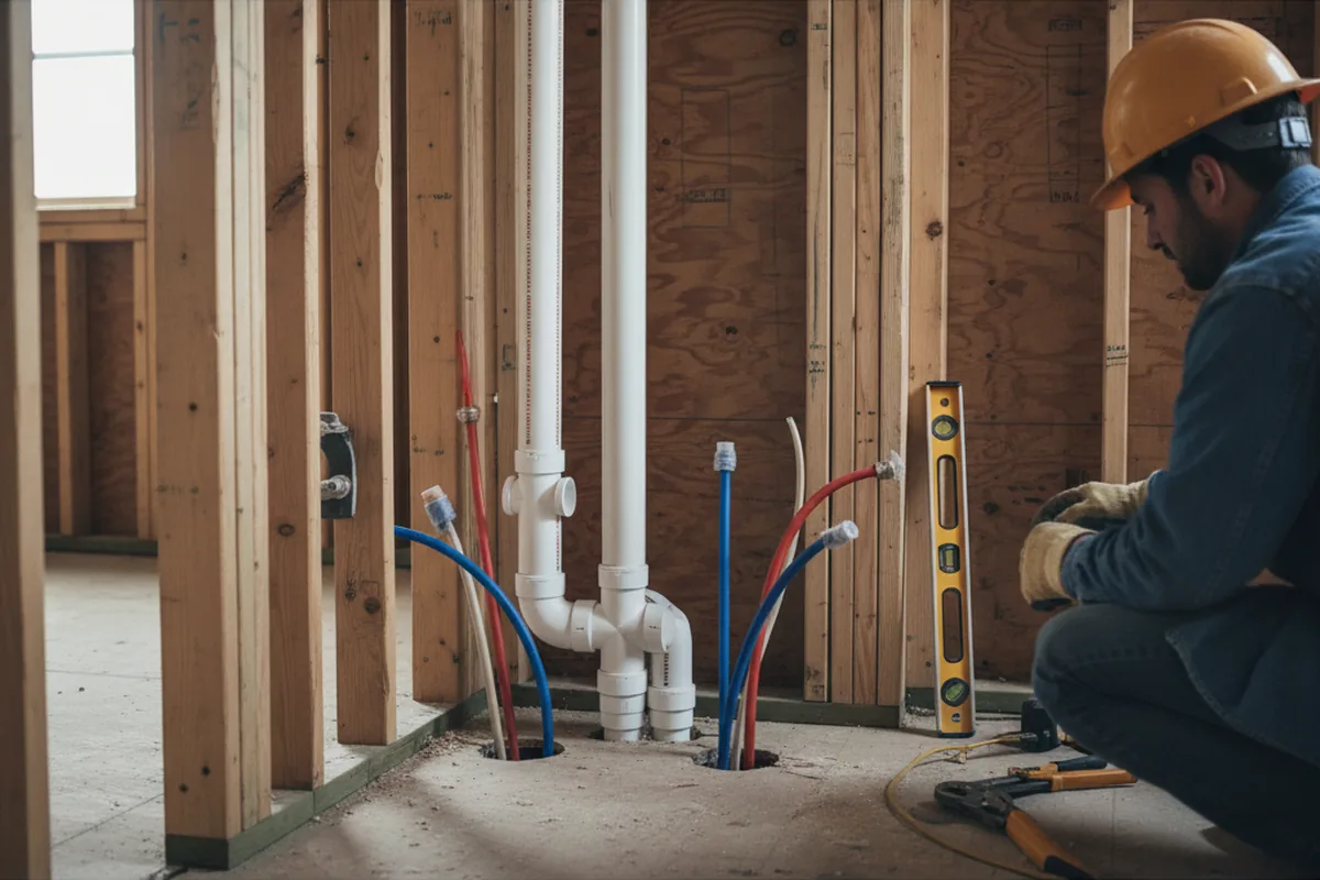 Drain and supply rough-in during Sump Pump Repair in Camp Nelson