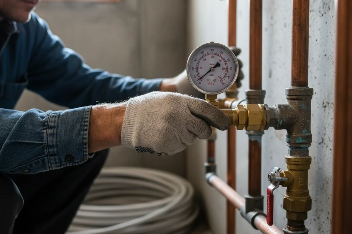 Pressure testing a repaired line during Water Line Repair in Camp Nelson